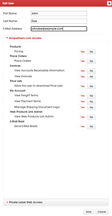 Edit User Permissions